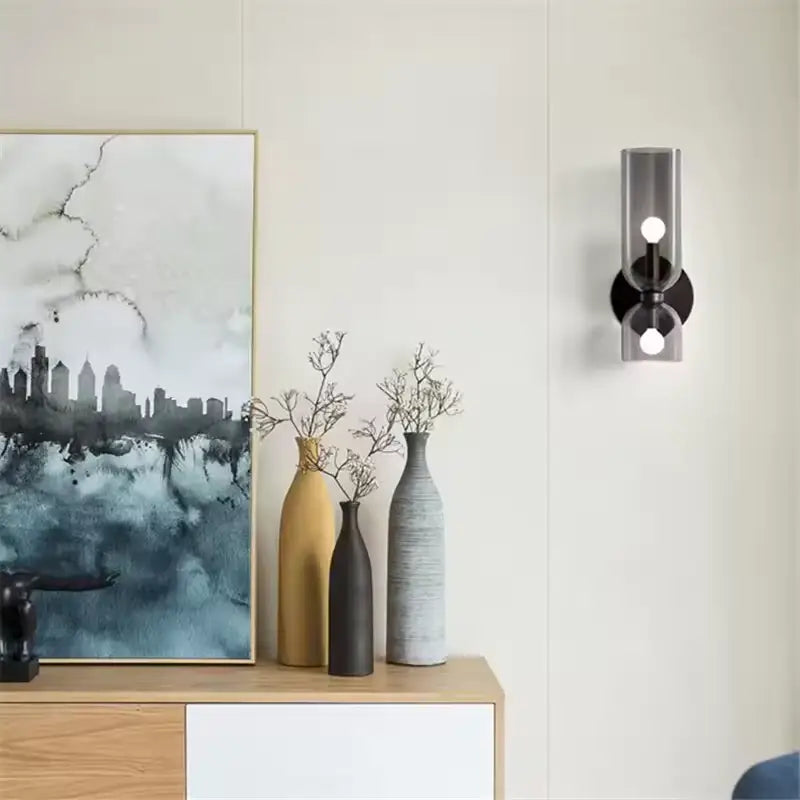 Applique murale double en verre soufflé coloré