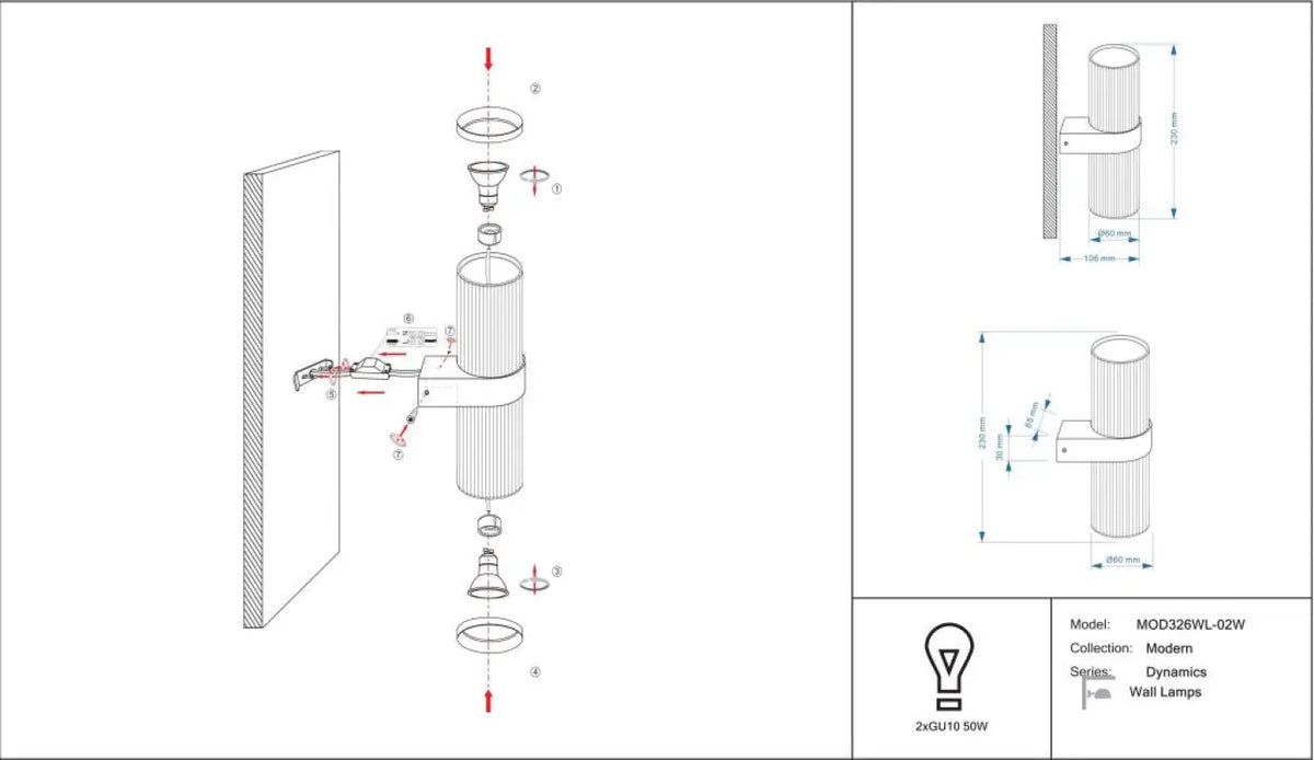 Schéma d'installation du luminaire