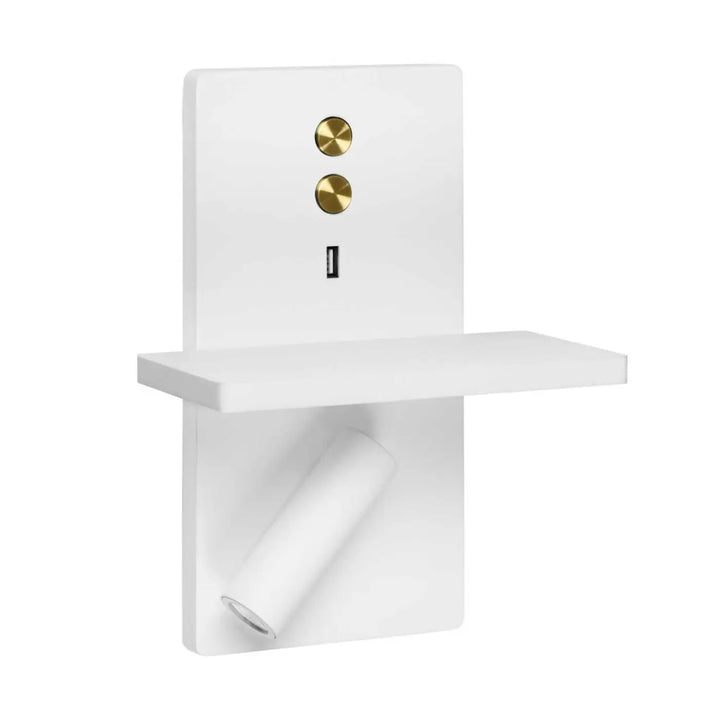 Applique E-lamp blanche avec liseuse orientable