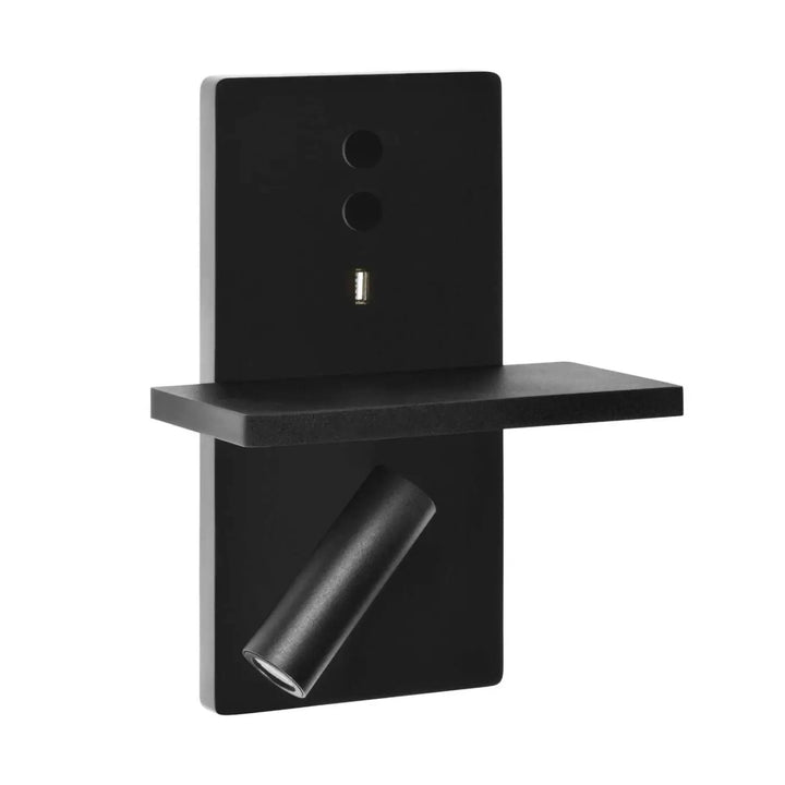 Applique E-lamp noire avec liseuse orientable