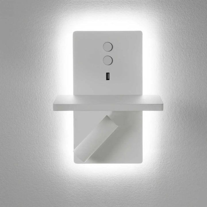 Détail de l'applique E-lamp en aluminium blanc