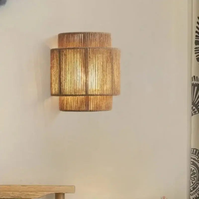Applique Murale En Rotin Au Style Naturel Courbes Beige