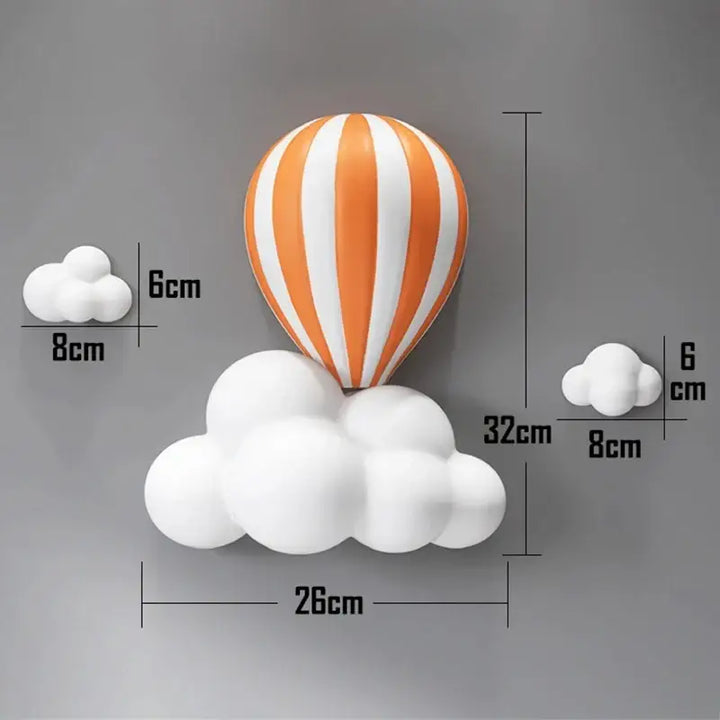 Applique murale enfant montgolfière colorée avec nuages décoratifs