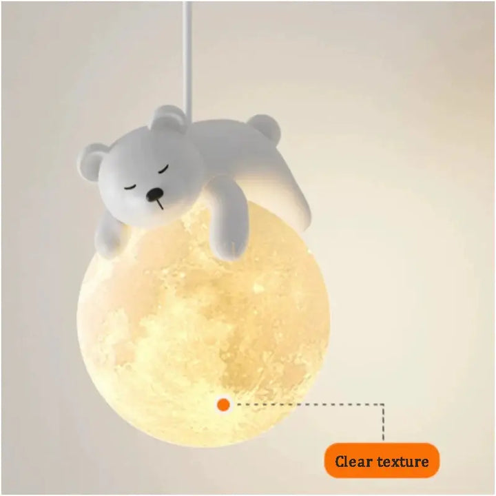 Applique murale enfant ours avec boule lumineuse blanc