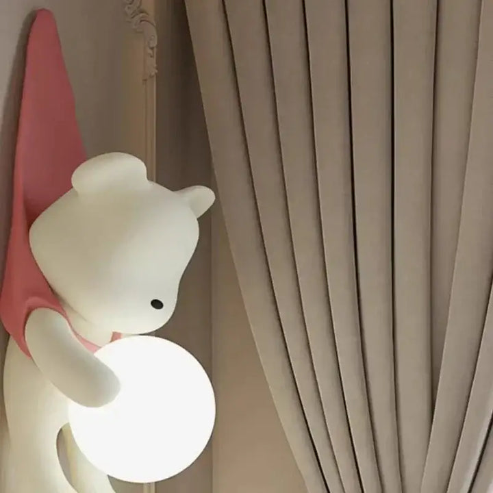Applique murale enfant ourson design avec boule lumineuse led

