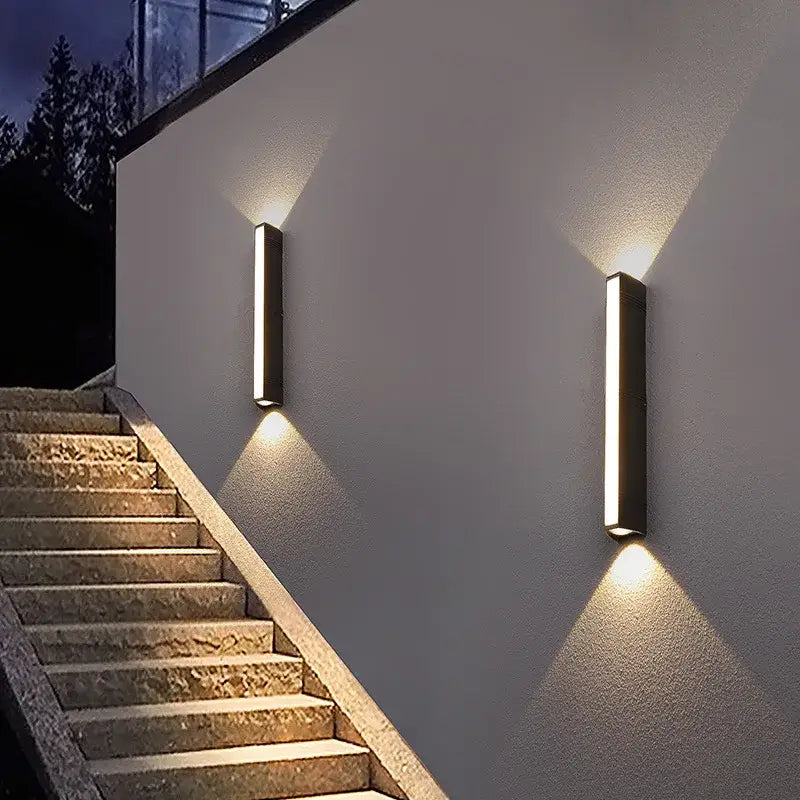 Applique Murale Extérieure LED Rectangulaire Noire Moderne