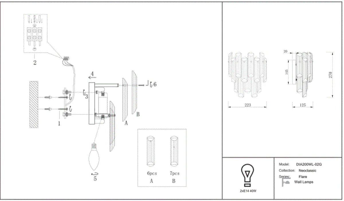 Schéma d'installation du luminaire