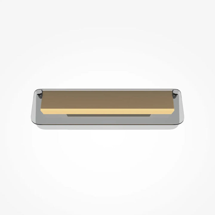 Applique murale flat avec étagère en verre teinté marron et or et cadre en métal noir chrome moderne