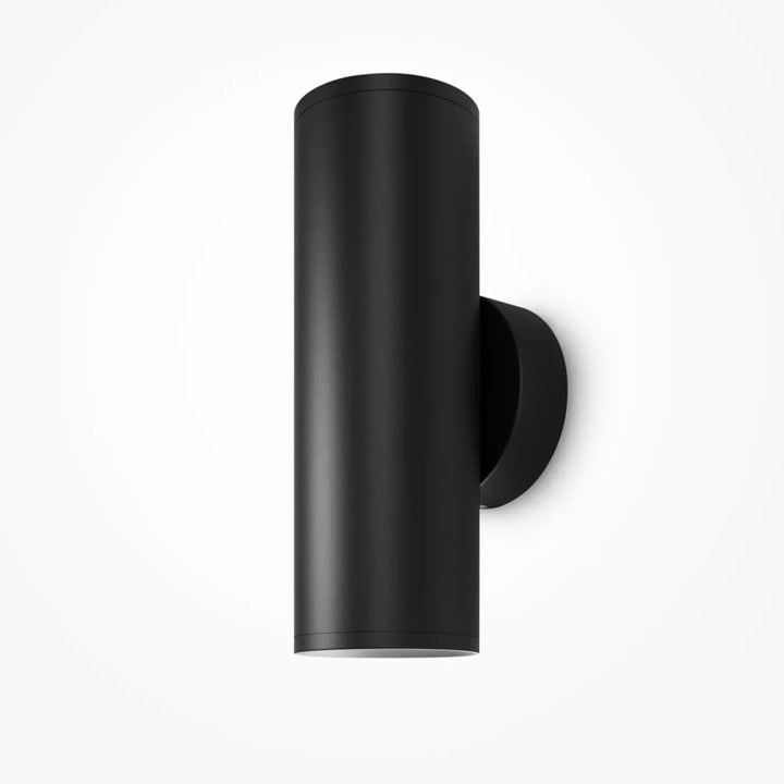 Applique murale focus cylindre géométrique noire avec finition mate et design minimaliste pour extérieur