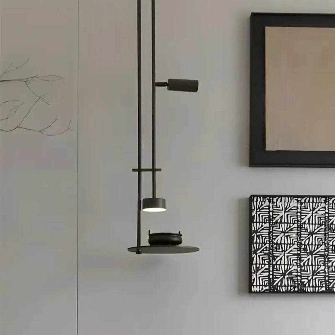 Applique murale fonctionnelle noire avec étagère intégrée
