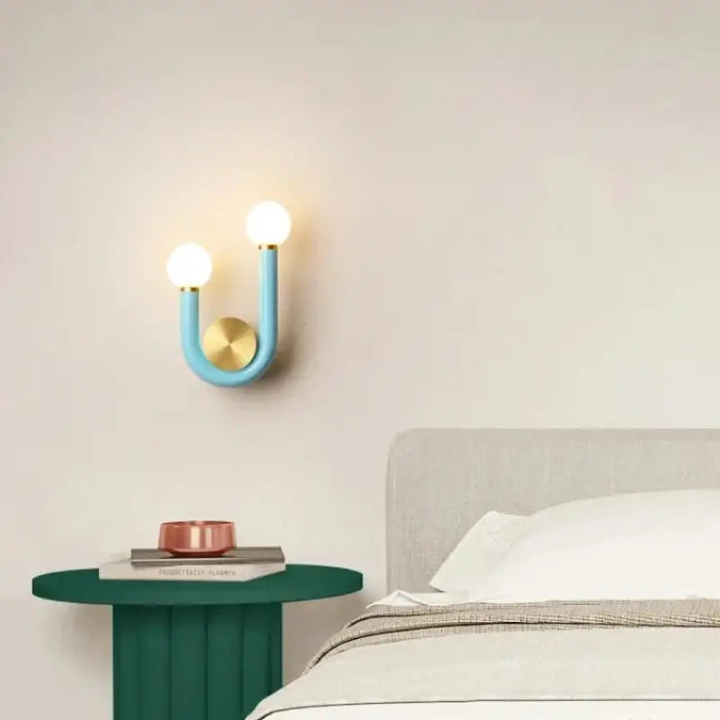 Applique murale en forme de U de couleur bleu, rose ou rouge

