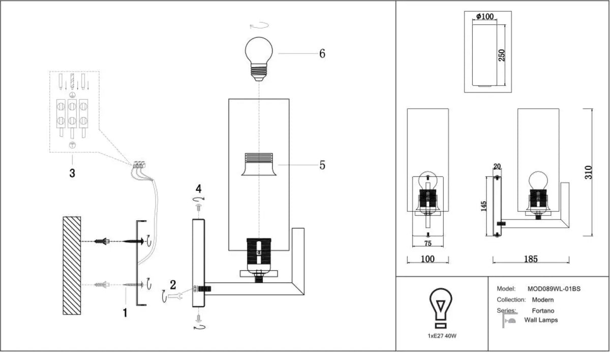 Schéma d'installation du luminaire