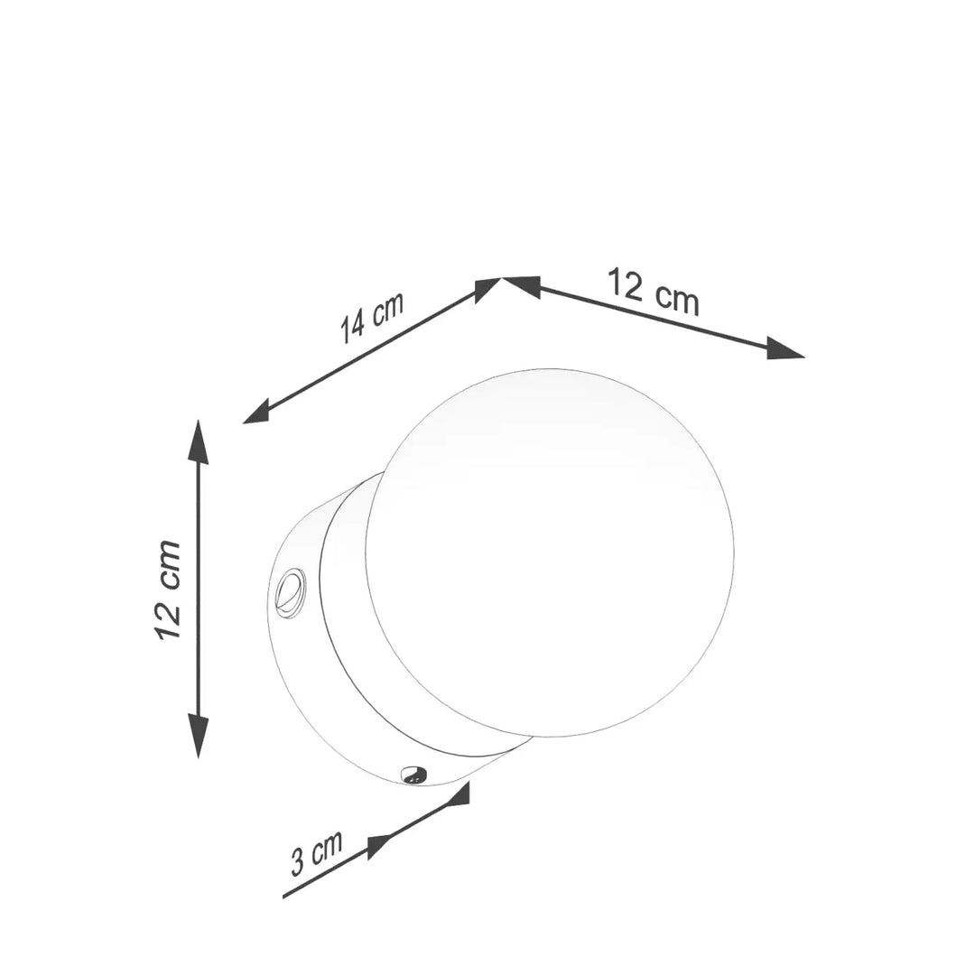 Applique yoli design minimaliste en forme sphérique blanche avec base cylindrique noire 12 cm idéale pour cheminée yoli