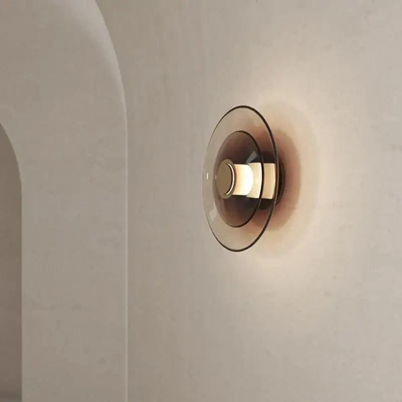 Applique murale gris ambre ronde au style néo rétro

