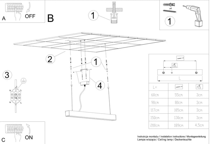 Luminaire plafonnier pinne 90 gris avec module led à suspension réglable et paramètres d’éclairage optimisés collection pinne