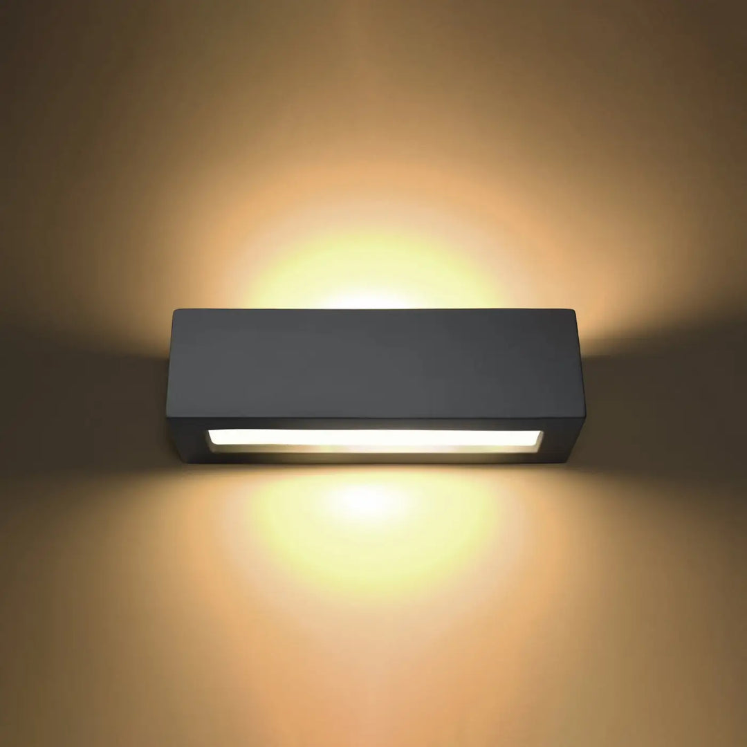 Applique murale en céramique moderne vega gris avec design minimaliste et éclairage led chaud intégré