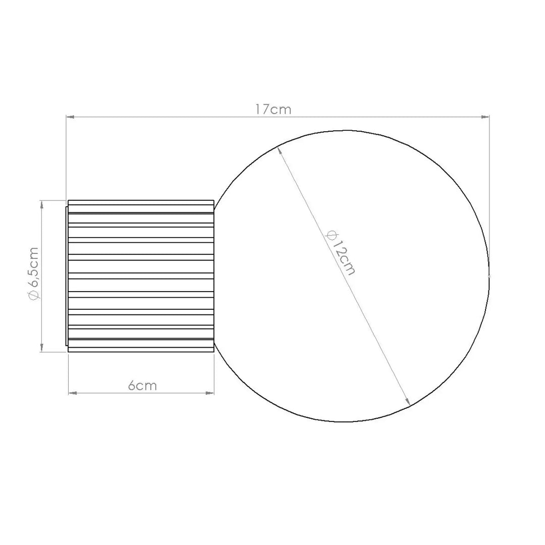 Applique murale lampe halo avec sphère laiteuse de 17 cm et base cylindrique à rainures pour bureau décorative peach