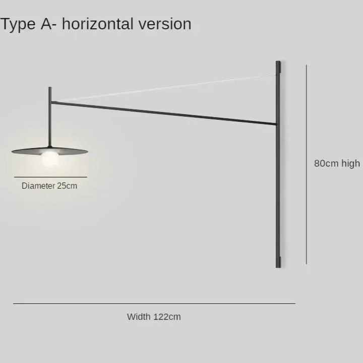 Applique murale horizontale design minimaliste noir mat