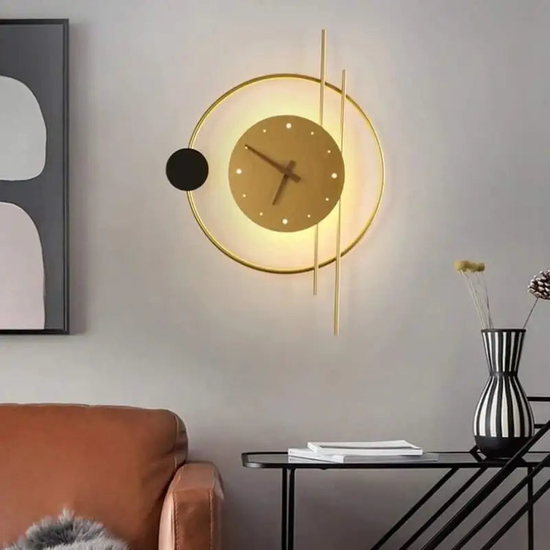 Applique Murale Horloge En Aluminium Noir Ou Or