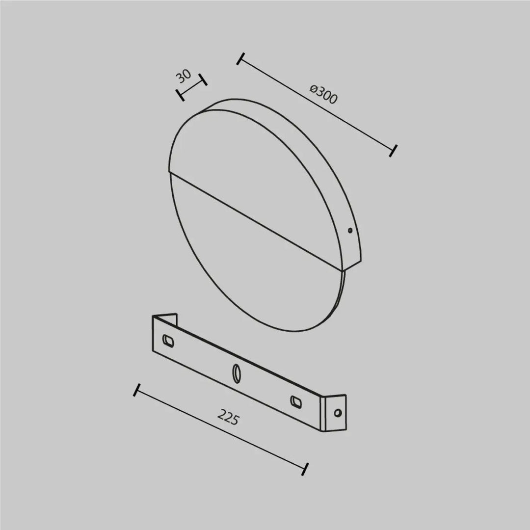 Applique murale jupiter disque doré circulaire avec 300mm de diamètre et support de montage de 225mm ultra-fin