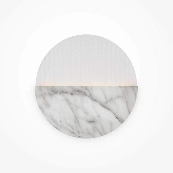 Applique murale jupiter disque effet marbre avec métal brossé et marbre blanc veiné pour décoration murale élégante
