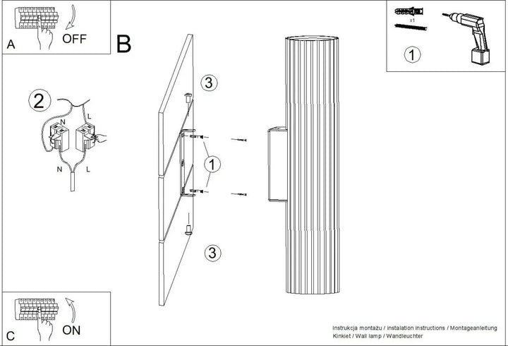 Aplique de pared IVAR, LED blanco 4000K