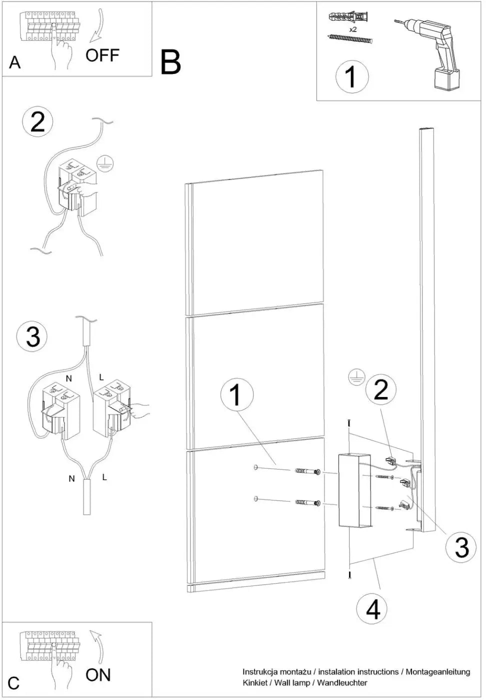 Aplique de pared LAHTI M, blanco 4000K