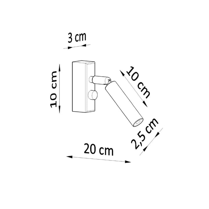Applique murale moderne blanche eyetech avec faisceau ajustable et marquages dimensionnels style industriel