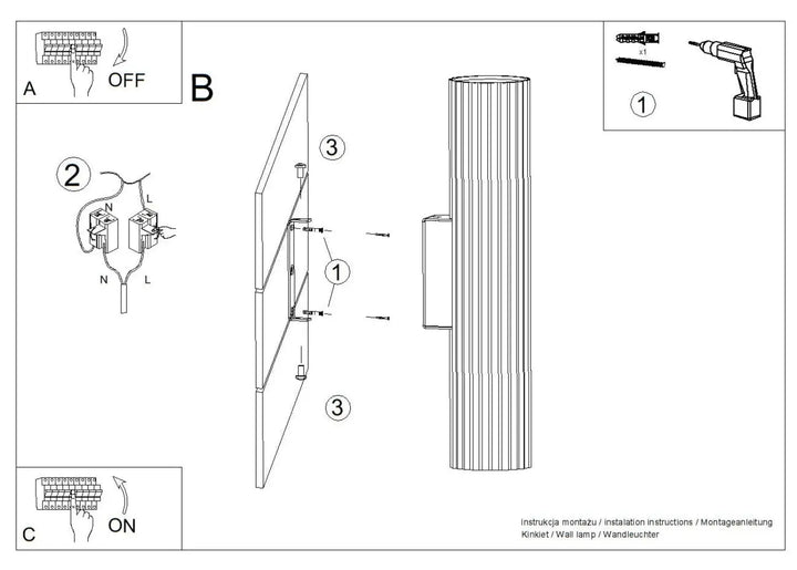 Aplique de pared IVAR, LED blanco 3000K