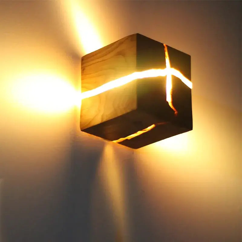 Applique Murale LED En Bois Fissuré Style Naturel Contemporain