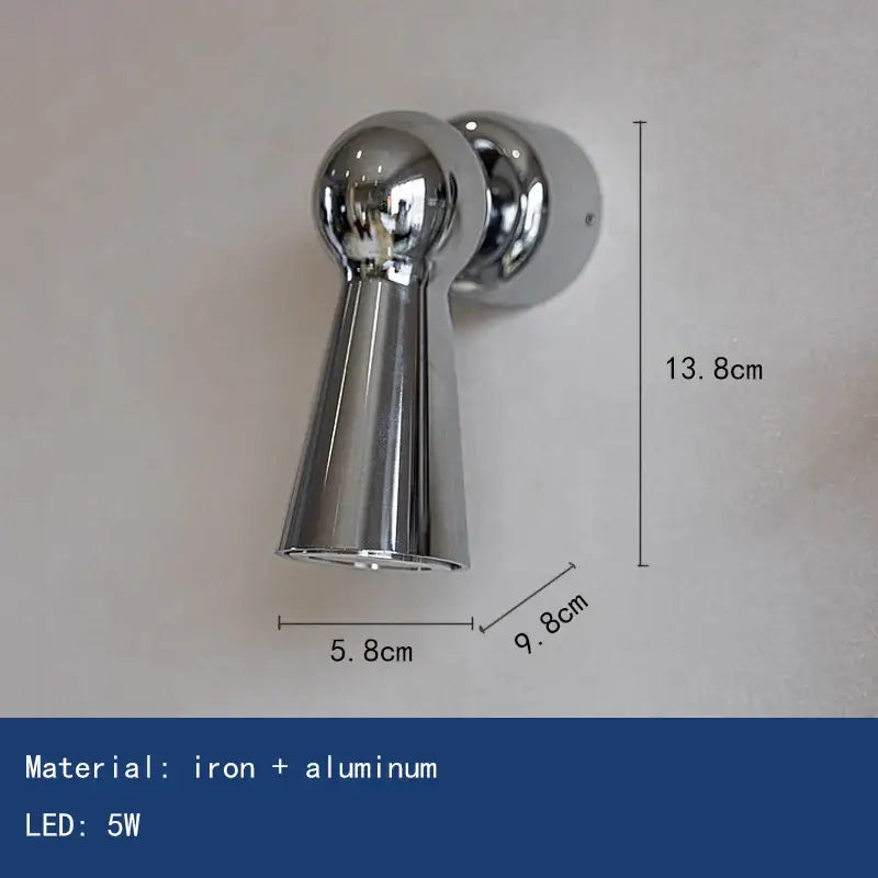 Applique led chromée avec base aluminium argent élégante