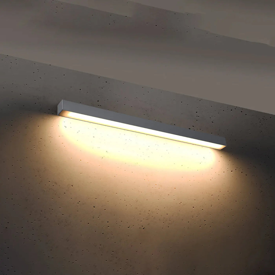 Applique murale pinne 90 gris en module led blanc rectangulaire avec paramètres d’éclairage 3000K émettant une lueur chaude