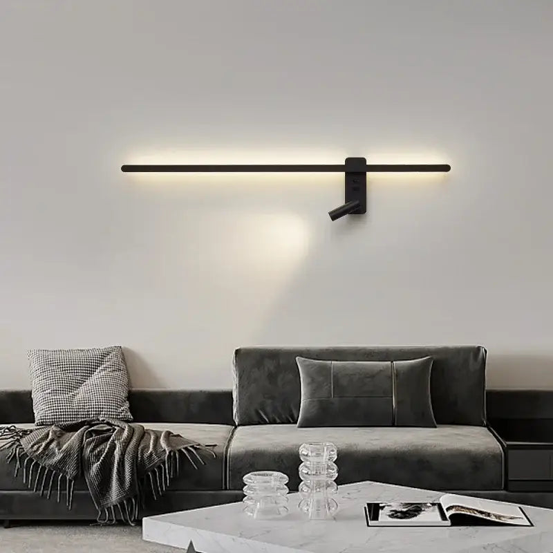 Applique murale led minimaliste en métal noir design élégant