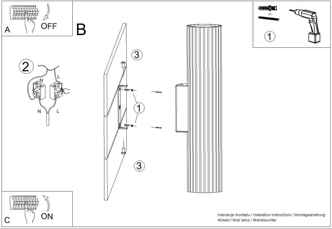 Aplique de pared LED negro IVAR 4000K