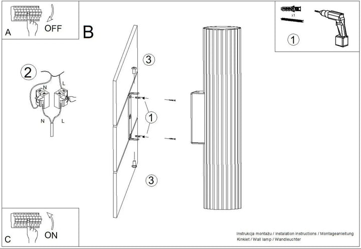 Aplique de pared LED negro IVAR 4000K