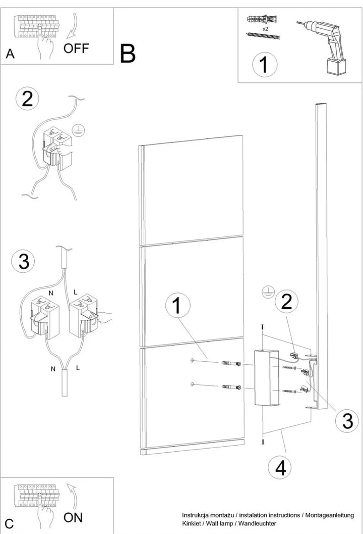 Aplique de pared LAHTI M, negro, 4000K