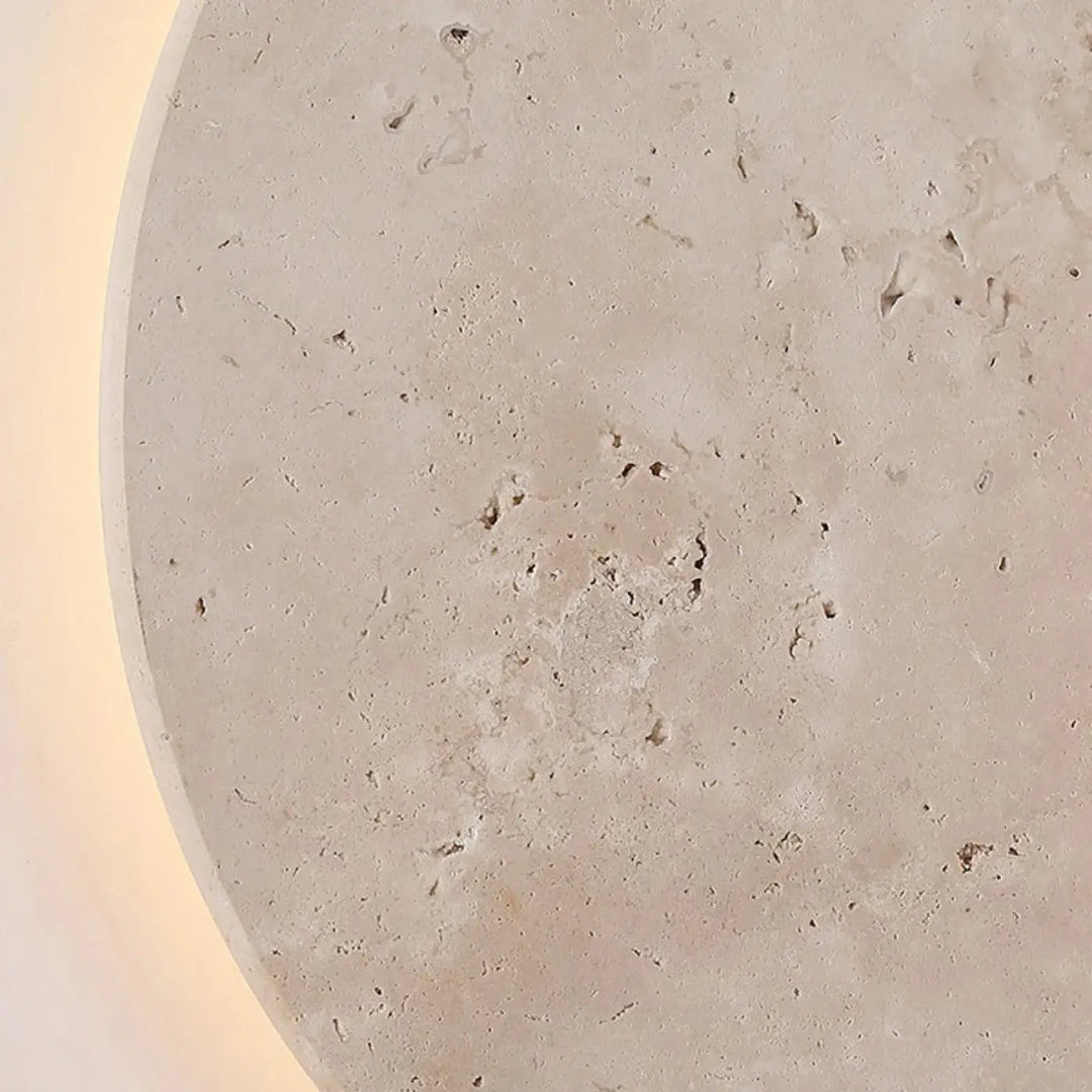 Applique murale LED en pierre blanche et bois noble

