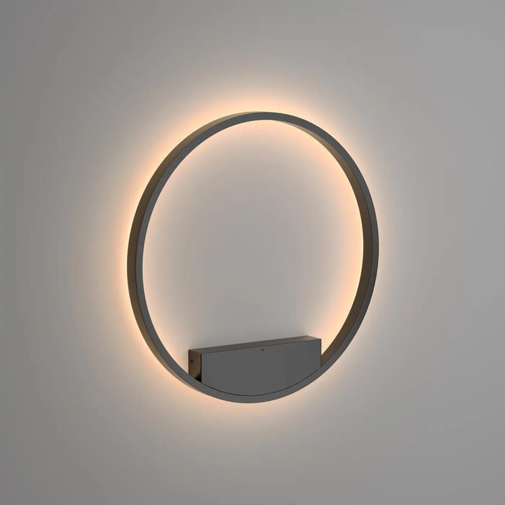 Applique murale rim anneau led circulaire avec cadre métallique moderne et éclairage ambiant chaud