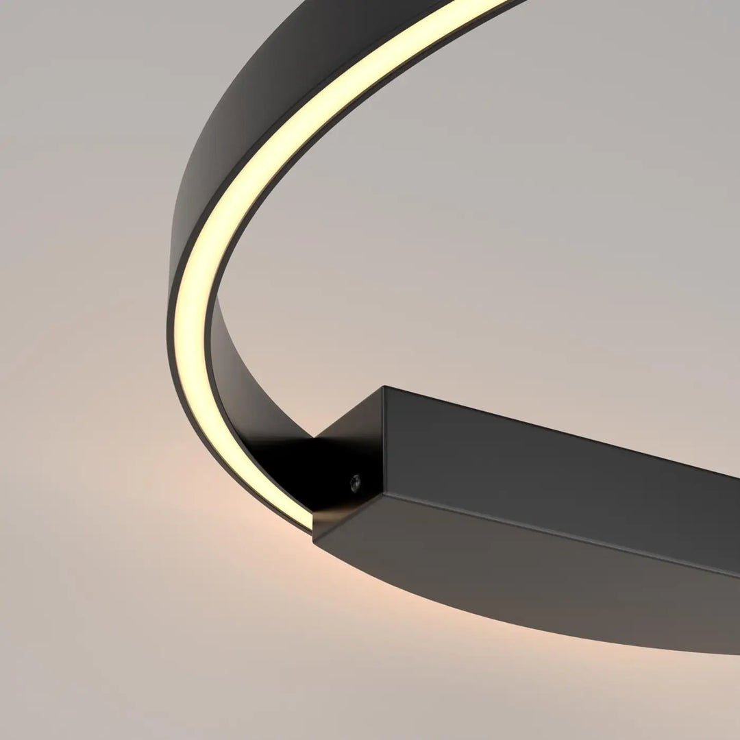 Applique murale led noire moderne circulaire rim avec design minimaliste et lumière led murale chaude