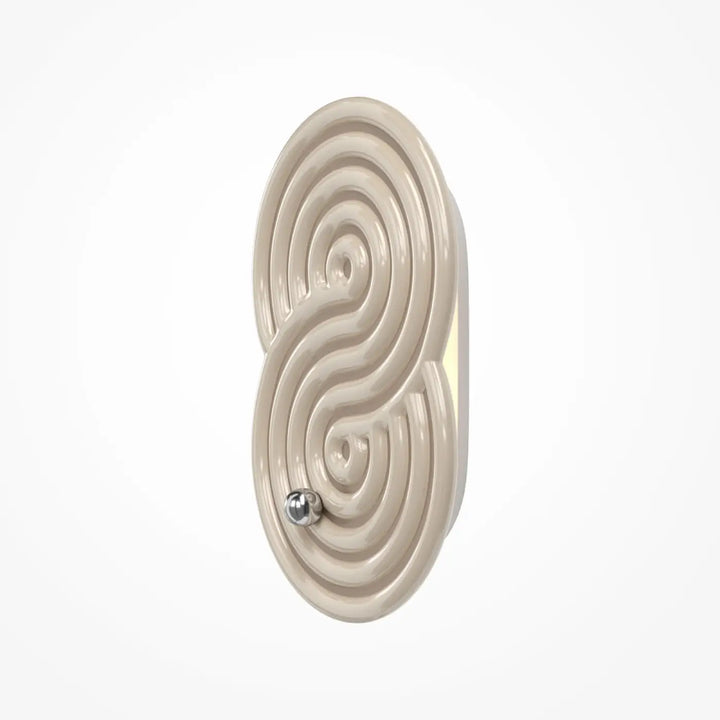 Applique murale cream en céramique avec labyrinthe et sphère métallique intégrée pour ambiance rock garden led