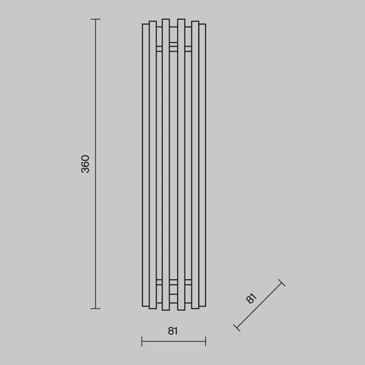 Applique murale led sonata cylindre 360x81 cm avec design minimaliste à lames horizontales parallèles