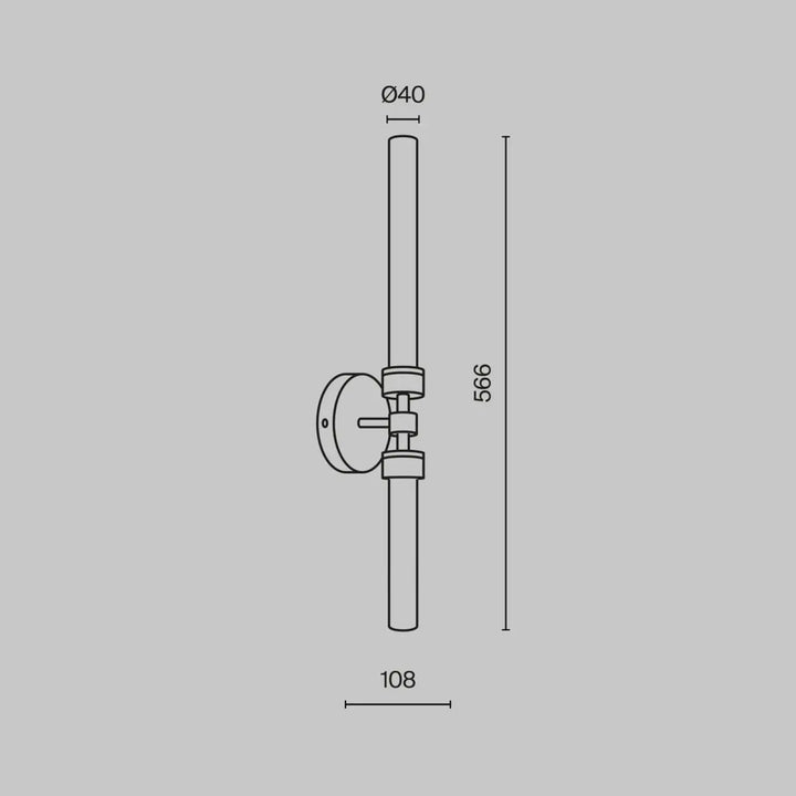 Applique murale led stelo avec long tube en verre cylindrique et support en métal pour éclairage minimaliste mural