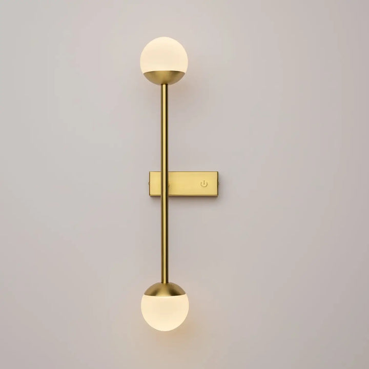 Applique murale led gold ton porte deux globes en verre dépoli avec plaque minimaliste cercle lumineux touch
