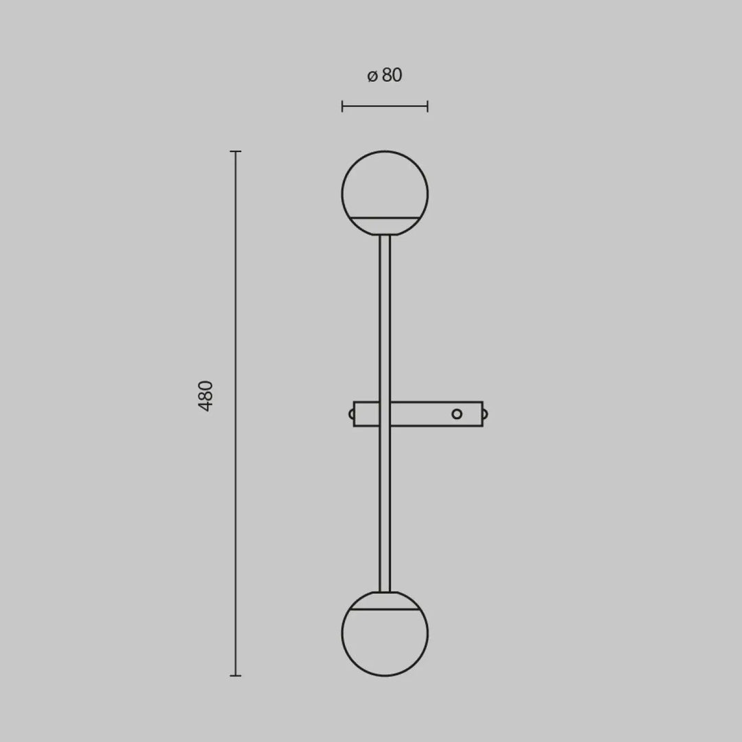 Applique murale led touch cercle avec deux globes en verre et bras ajustable en métal pour éclairage directionnel