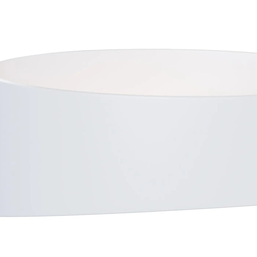 Applique murale trame elliptique avec abat-jour cylindrique blanc à finition mate pour lumière rasante élégante