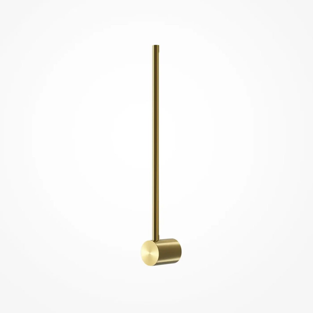 Applique murale light stick en acier doré avec un marteau minimaliste en laiton et tête arrondie polie