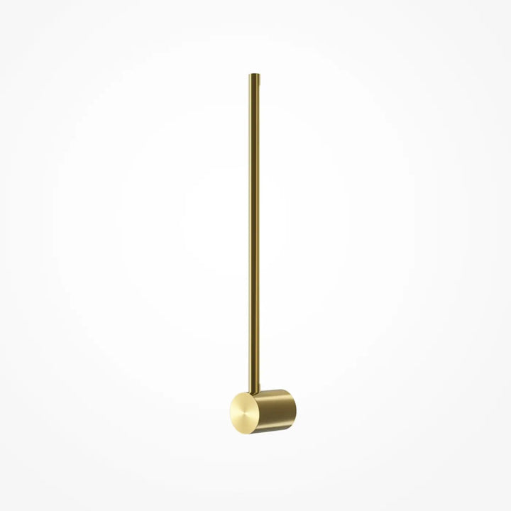 Applique murale light stick en acier doré avec un marteau minimaliste en laiton et tête arrondie polie