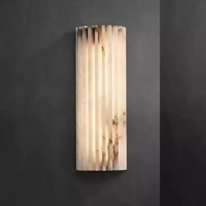 Applique Murale Longiligne en Albâtre Blanc et Marron

