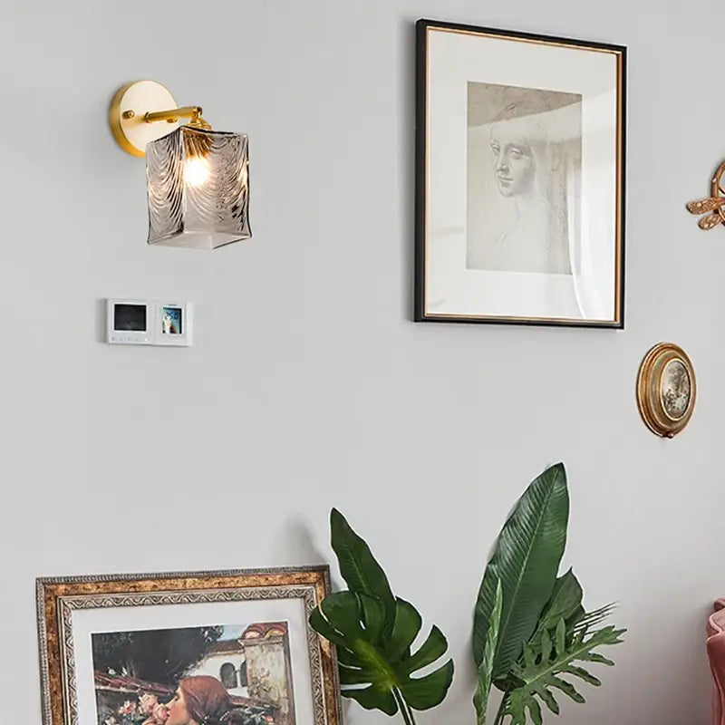 Applique Murale Losange En Verre Soufflé Noir Et À Support Doré