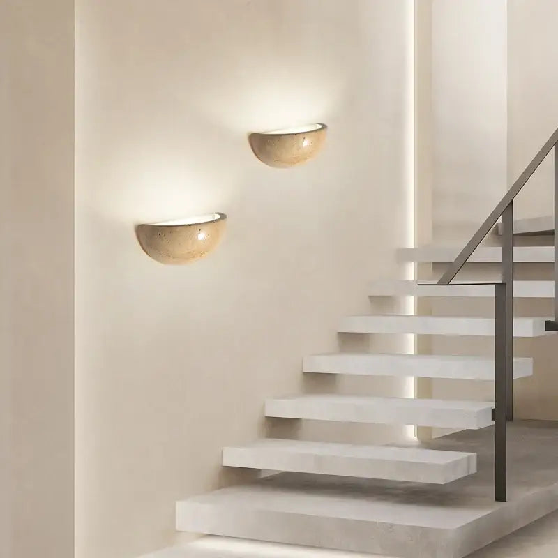 Applique marbre beige forme demi-sphère led style raffiné
